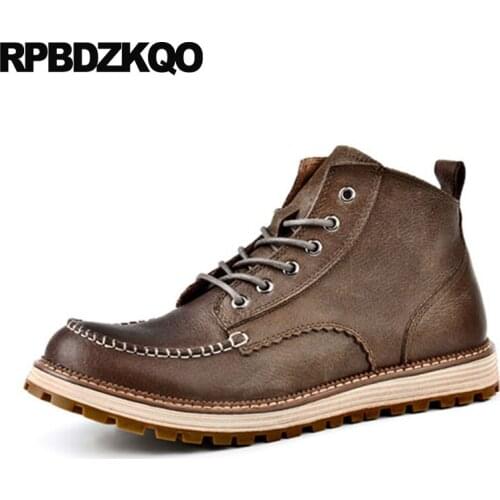 Full Grain Leather Comfortable Boots Fall Mens Shoes Army Booties Military Luxury Short Ankle Lace Up Designer Combat High Top