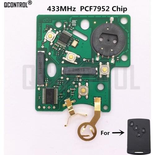 QCONTROL Car Remote Smart Key Circuit Board for Renault Koleos Clio Megane Scenic Laguna 433MHz PCF7952 Chip
