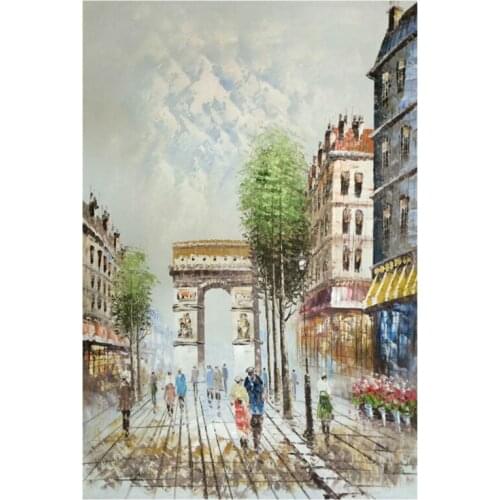 Hand painted Oil Paintings Paris Street Europe Landscape Wall Art Picture Modern Abstract Canvas Paintings