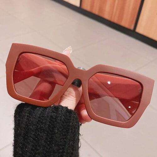 Matte Frame Square Sunglasses For Women 2021 New Fashion Oversized Red Gray Sun Glasses Female Elegant Gradient Eyewear