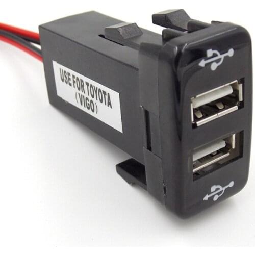 Special 2.1A 2xUSB Interface Socket Smart phone GPS Car Charger Support Music play Use for Toyota VIGO