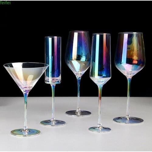 Creative Rainbow crystal glass wine glasses goblet champagne cup cocktail glass home Bar Hotel party home wedding Drinkware