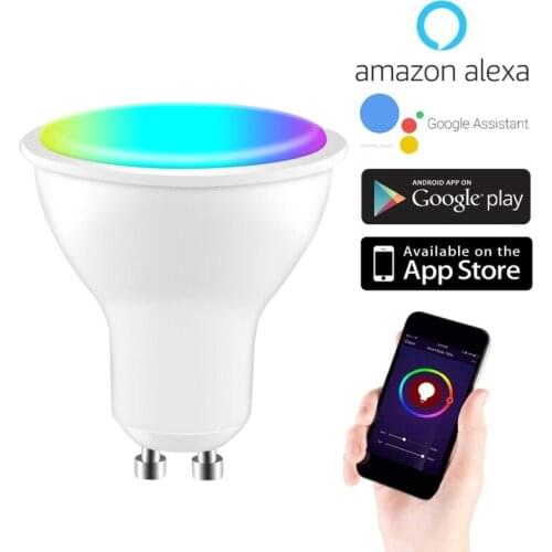 GU10 Spotlight WiFi Smart Light Bulb 5w RGB+CW 2700-6500K Smart Bulb App Remote Control RGB Light Lamp For Alexa Google Home