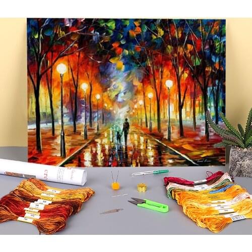 Four Months Printed Water-Soluble Canvas 11CT Cross-Stitch DIY Embroidery Patterns DMC Threads Sewing Handicraft Magic