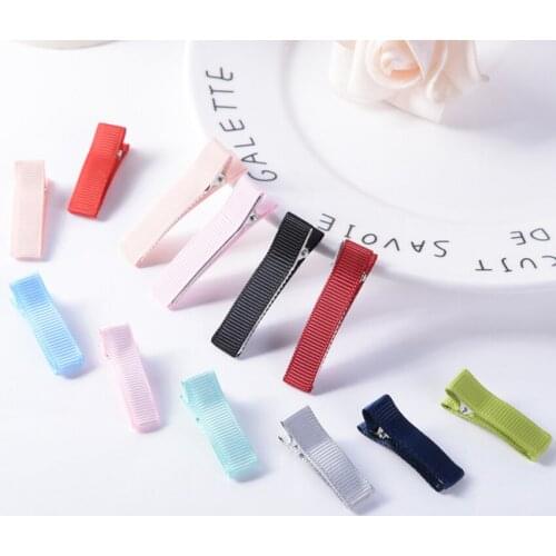 50pcs/lot 5CM Long 22 Colors Grosgrain Cloth Hair Clips For Hair Bow Children Hairpins DIY Craft Supplies Accessories For Girls