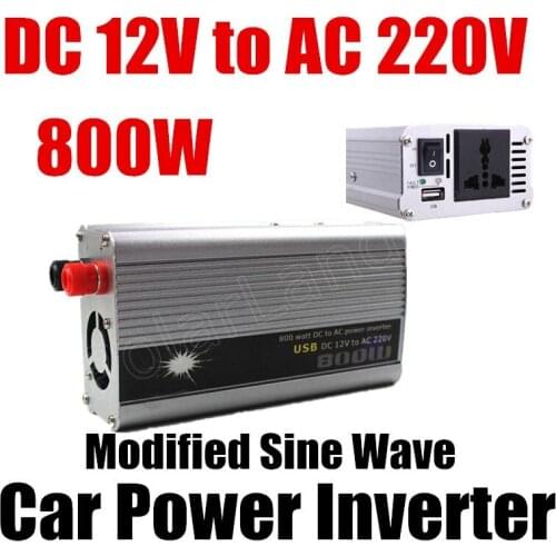 DC 12v to AC 220v USB charger modified sine wave car voltage transformer hot sale 800W car Power Inverter converter