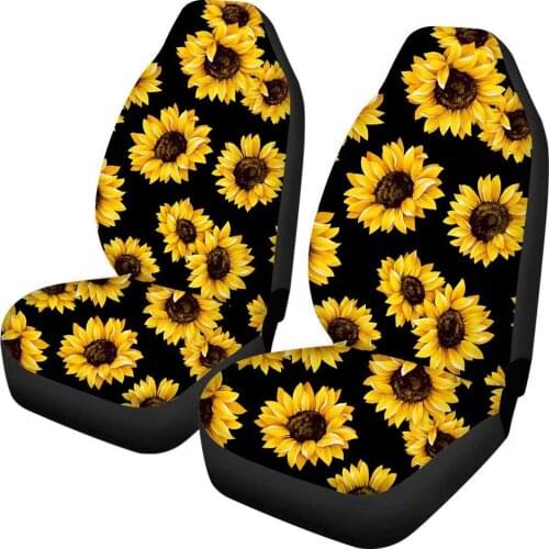 FOR U DESIGNS Sunflower Printed Front Seat Covers 2 pcs, Vehicle Seat Protector Car Mat Covers, Fit Most Cars, Sedan, SUV, Van