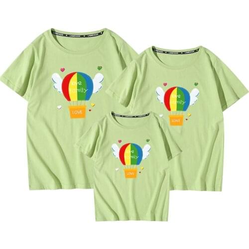 100%Cotton Green Cute Family Love T Shirts Letter Printed Summer 9Colors Mother Father Kids Tshirts Girl Boy Family Look Tops