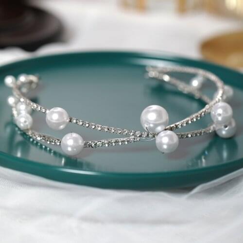 Pearl Rhinestone Hair Hoop Hairband Hair Accessories For Women Girl Bridesmaid Headband Simple Type Decoration on the Head