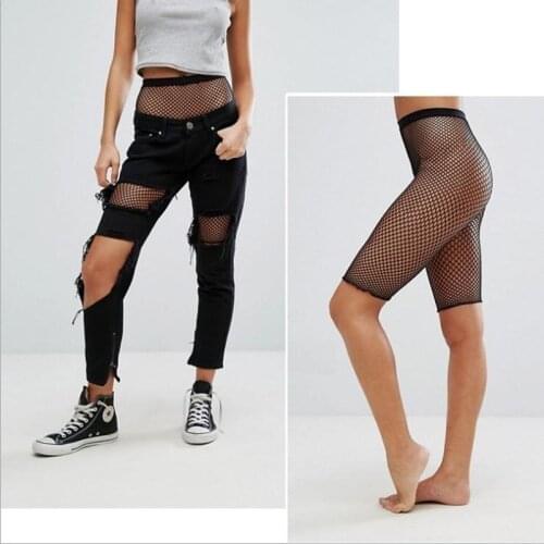 Womens sexy 1/3 fishnet pantyhose anti chafing footless black small mesh fishnets tights fish net stockings
