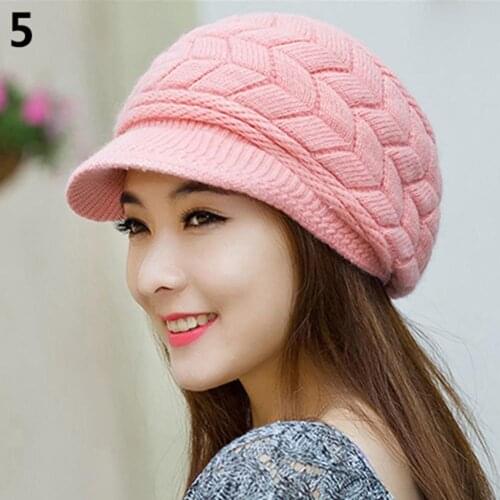 Women Knitted Beret Hats Solid Color Warm Baggy Berets Beanie Hat Slouch Ski Elegant Lady Winter Caps