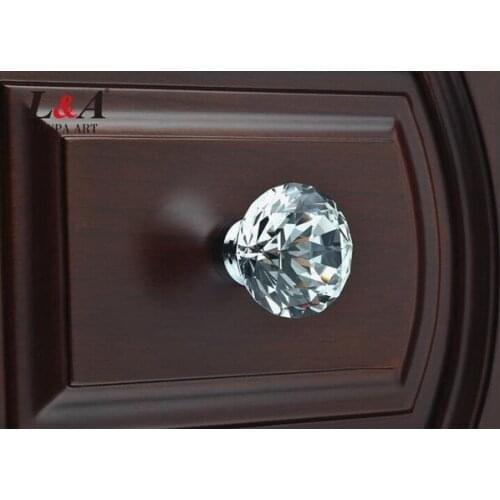 100pcs/lot NEW Decorative Hardware K9 Diamond Crystal Chrome Cabinet Cupboard Door Handle (Diameter: 30mm)