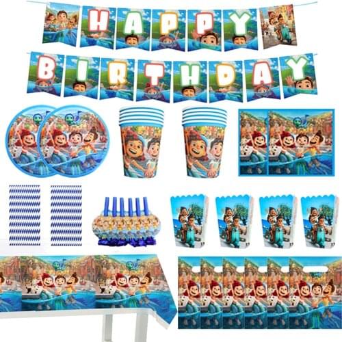 103pcs Disney Pixar Luca Happy Birthday Party Supplies Disposable Tableware Set Baby Shower Decor For Kids Birthday Gifts