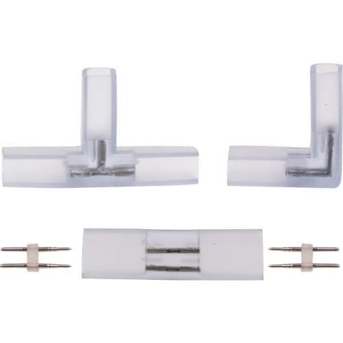 2 pin L T shape Corner connector middle plug With Copper needle for 110V 220V 8X16 Neon Strip 5050 Single Color