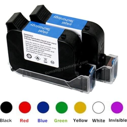 2PCS BK90A Handheld Printer Ink Cartridge Fast Dry Eco Solvent 600DPI Print Height 12.7mm Inkjet Printer Colorful Ink Cartridge