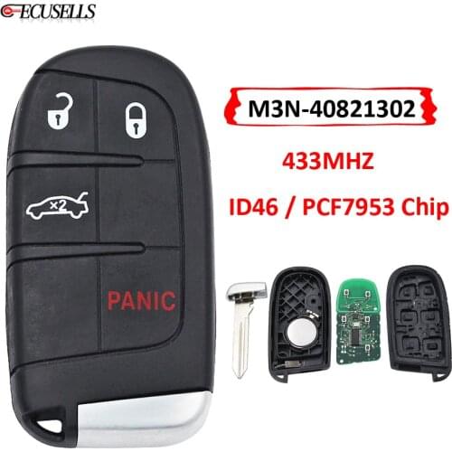 3+1/4 Button Smart Remote Car Key 433Mhz 7953 / ID46 Chip M3N-40821302 for Dodge Dart Charger Challenger for Chrysler 200 300