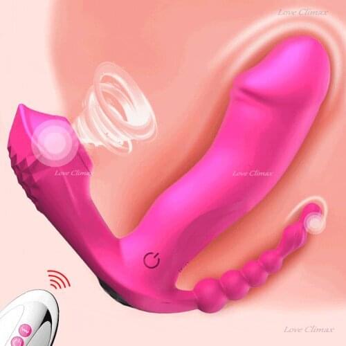 3-in-1 Wireless Panty Vibrator Wearable Sucking G-spot Clit Stimulator Heated Vagina Anal Plug Orgasm Dildo Female Sex Toy Adult