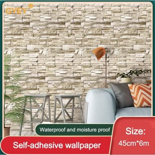 3D Brick Pattern Rock Sticker Waterproof PVC Wallpaper Bar Restaurant Background Wall Paper Wallpaper