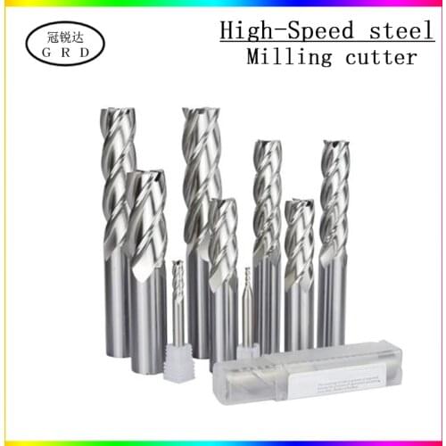 4 slot white steel end milling cutter 1mm~20mm 4mm 6mm 8mm 12mm CNC lathe metal 4 flute milling cutter 1.5mm tool holder