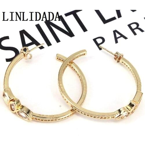 5Pairs 2021 Fashion Geometric Stud Earrings For Women Golden CZ Micro Pave Geometric Earrings Brinco Jewelry