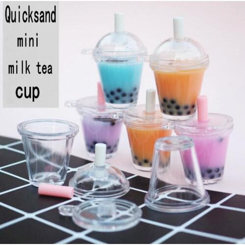 5pcs Mini Empty Cups Charms Jewelry Accessories DIY Boba Tea Drinks with Lid Water Injection UV Resin Shaker Craft