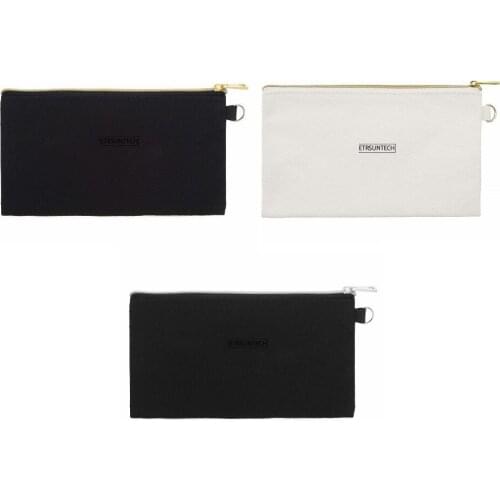 6pcs 20cmX10cm Natural Black White 12oz Canvas DIY Project Pouches Makeup Cosmetic Bag with Golden Silver Zipper & D Ring