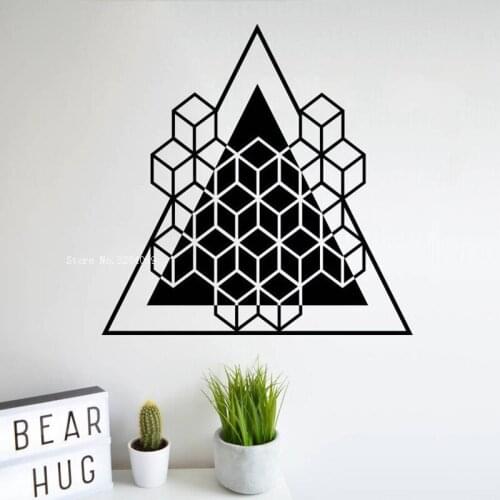 ExquisitePlatonic Solids Hexahedron Wall Decal Cube Alchemy Geometric Line Mandala Murals Removable YT6281