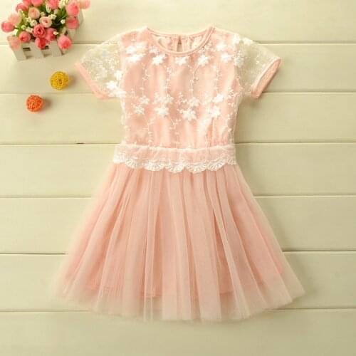Hot Sale Fashion Korean Girls Lace Dress Pink and Blue Princess Kids Dresses for Girls for 2-6 years