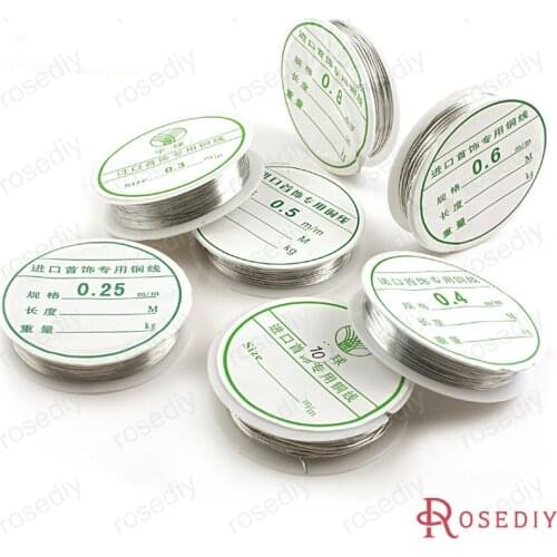 Wholesale 0.2mm 0.25mm 0.3mm 0.4mm 0.5mm 0.6mm 0.8mm 1mm Imitation Rhodium Copper Metal Wire Diy Jewelry Findings (JM4704)