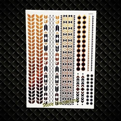 New NEw Large Size Henna Gold Flash Fake Tattoo Bracelet Jewelry Designs GYH-070 Golden Brown Body Arm Sleeve Tattoo Stickers