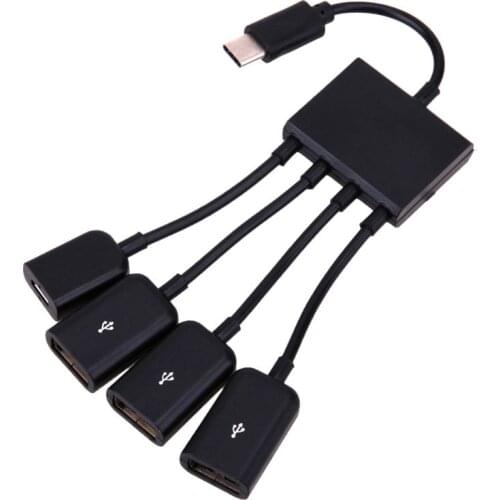OTG 3/4 Ports Type-C 3.1 Hub Power Charging Hub Cable Connector Adapter Black Type C Hub To 3 USB 2.0 Port HUB Micro USB
