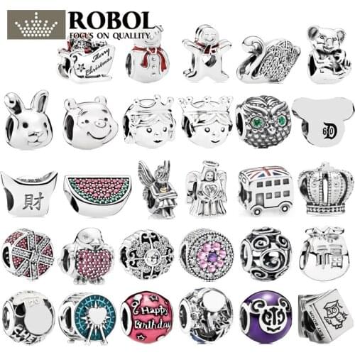 PBD ZZ 28 Fine Original 925 Sterling Silver Exquisite Sterling Silver Princess Prince Charm Beads For Women Making Jewerly