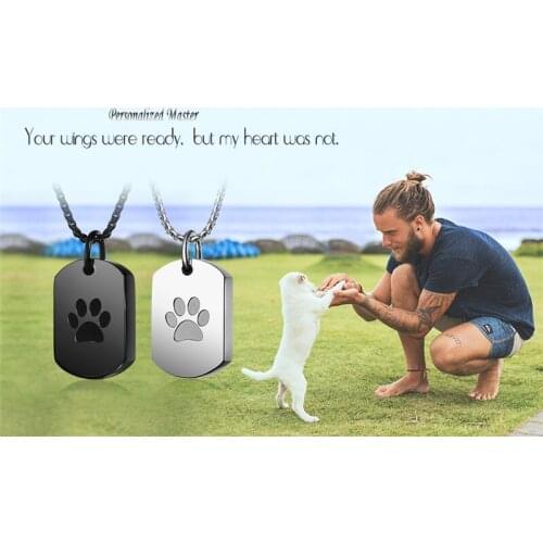 Personalized Master Custom Pets Name Paw Print Memorial urn Necklace for Ashes Keepsake Pendant Cremation Jewelry Cats Dogs Gift