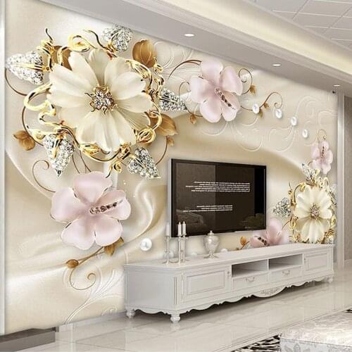 Custom Mural European Style 3D Jewelry Art Wall Painting Living Room TV Background Photo Wallpaper For Bedroom Walls Flower 3D