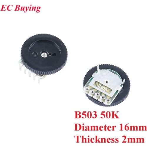 10pcs Double Dial Potentiometer B503 50K Plate Diameter 16mm Disk Thickness 2mm Potentiometers