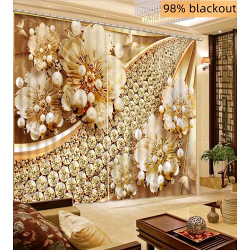 Luxury 3D Curtains Window Decoration Background 3D Curtains For Living room Bedroom Beautiful jewelry Curtains