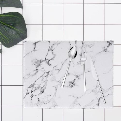 Waterproof PVC Table Mat Oil-proof Placemat Table Non-slip Heat Insulation Marble Stripe Design Table Mats For Dinner