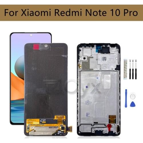 Amoled For Xiaomi Redmi note 10 Pro LCD Display Touch Screen Digitizer Assembly +Frame M2101K6G lcd Replacement Repair Parts
