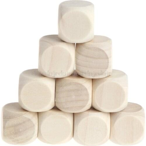 10Pcs/Set 6 Sided Blank Wood Dice Party Family DIY Games Printing Engraving Kid Toys S24 19 dropship