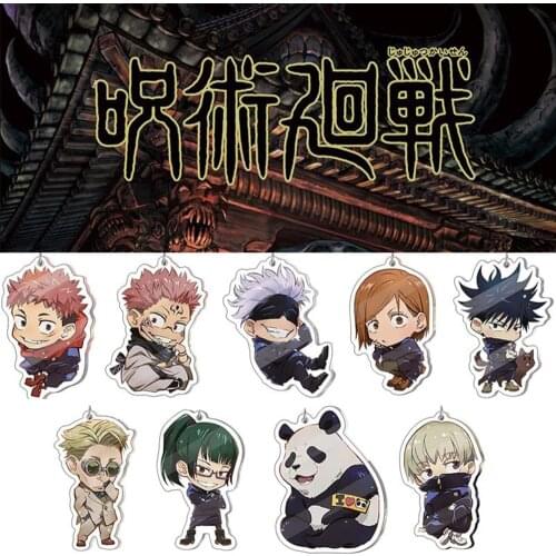 20pcs/lot Anime Jujutsu Kaisen Acrylic Keychains Cute Gojo Satoru Yuji Itadori Fushiguro Megumi Pendant Keyring Wholesale