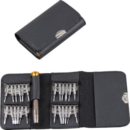 25-in-1 Multifunction Screwdriver Combination Leather Package Phone Notebook Disassemble Repair Tools P15