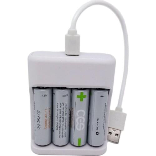 4pcs AA 1.5V 2775mWh lithium li-ion rechargeable battery +4 Channel polymer lithium li-ion battery batteries charger