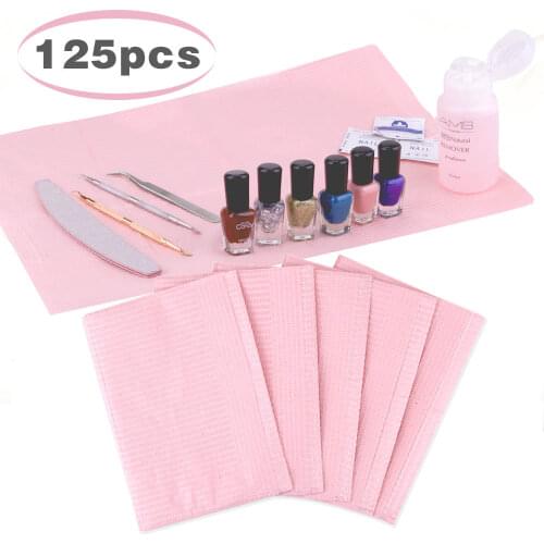 5/125Pcs Nail Art Table Mat Disposable Clean Pads Beauty For Nails Care Polish Waterproof Tablecloths Manicure Tool Lint Paper