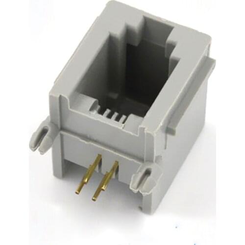 50pcs Rj11 Connector Crystal Head Socket 616pcb-4p4c Thick Gray For Telephone Microphone Cable Socket Adapter