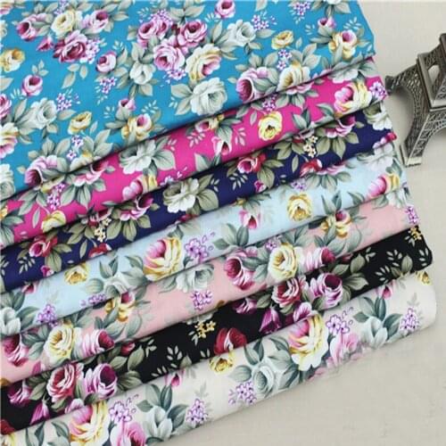 50x145cm Graceful 6 Colors Blooming Rose Flowers Printed Cotton Poplin Fabric for quilting bedding cloth DIY sewing