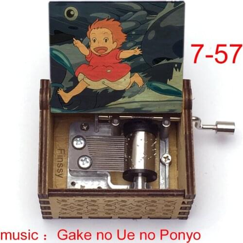 Anime Ponyo on The Cliff By The Sea Gake No Ue No Ponyo Color Print Wooden Hand Music Box Christmas Birthday Gift Home Decor