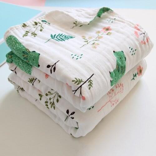 Baby Blanket 110 CM Muslin Cotton 6 Layers Thick Newborn Swaddling Autumn Baby Swaddle Bedding Receiving Blanket Bath Tower