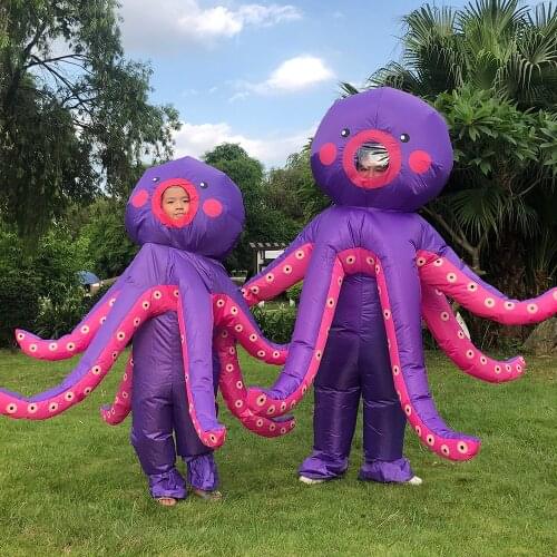 Purple Octopus Inflated Garment for Kids Adult Man Woman Halloween Cosplay Costumes Seafish Role Play Disfraz Birthday Gifts