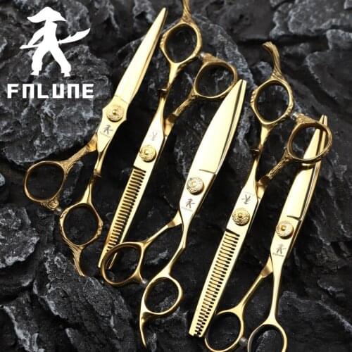 FnLune 6.0 Japan Steel Professional Hair Salon Scissors Cut Barber Accessories Haircut Thinning Shear Hairdressing Tool Scissors