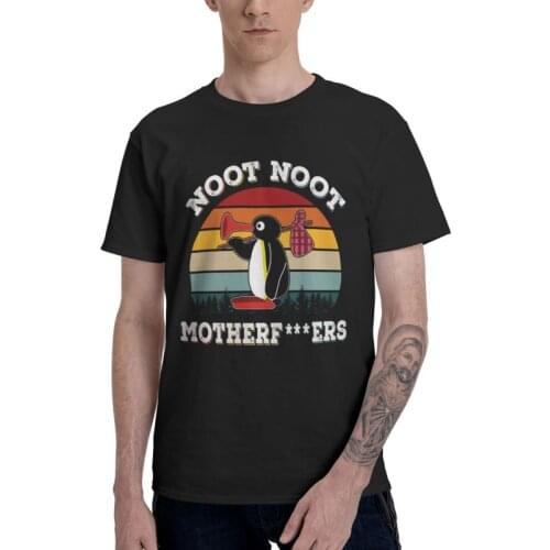 Noot Noot Pingu Meme Cartoon T-shirt Men Graphic T Shirt Short Sleeve Cute Pinguin Lover Tshirts 100% Cotton Tees Top Clothing